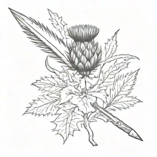 Thistle Wrapped Around A Scottish Knife