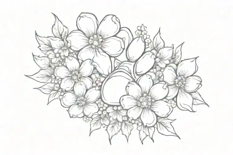 Dog Paw Print With Flowers Blooming