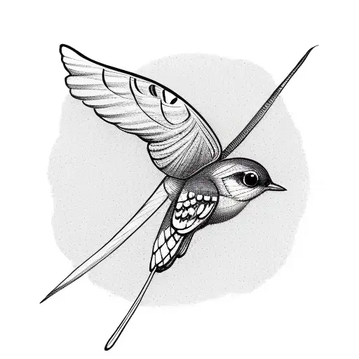 Small Bird Flying With Small Butterfly