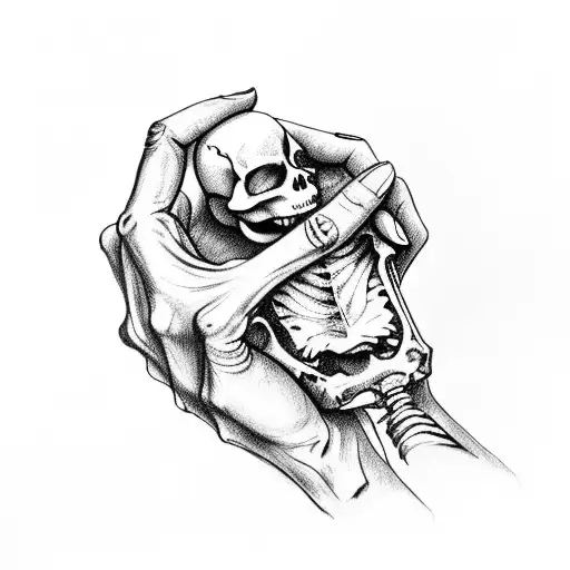 Skeleton Hand Touching Hand Memento More