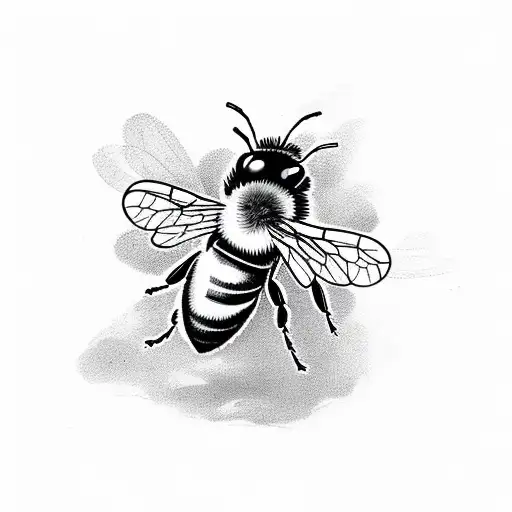 Bee On The Background Of A Small Flower