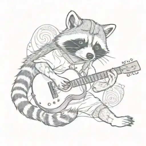 A Raccoon Playing A Guitar With A Map Of Portugal In The Background