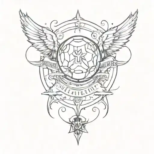 Logo Tattoo Design Incorporating Elements Football And 4 Mens Group