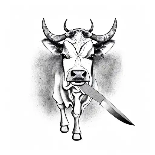 Cow With Knife
