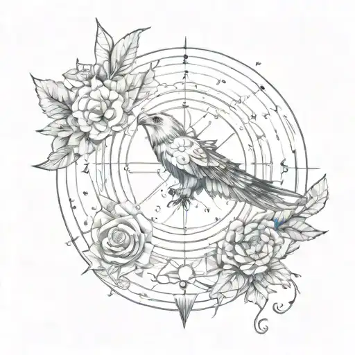 Flowers Solar System Arrow Compass Flying Eagle