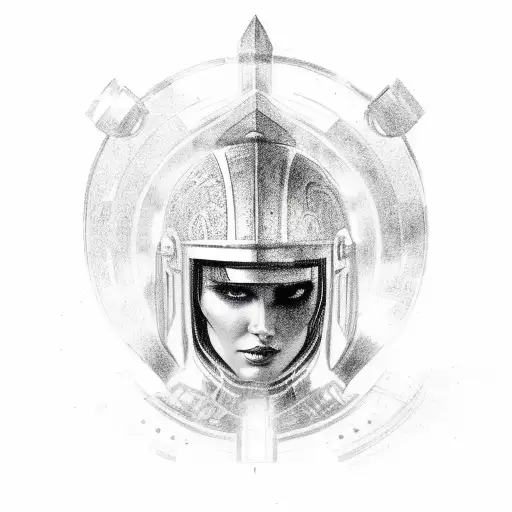 Beautiful Woman In Spartan Helmet