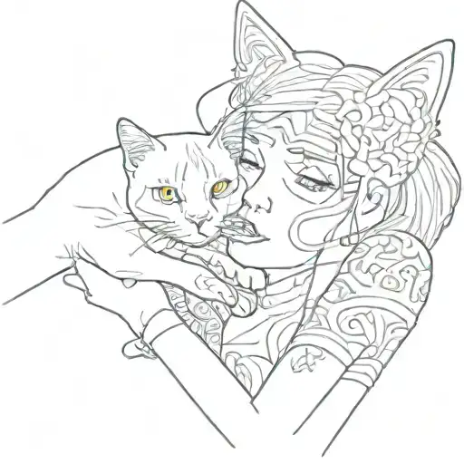 Woman With Cat And Graphics Hand Placement