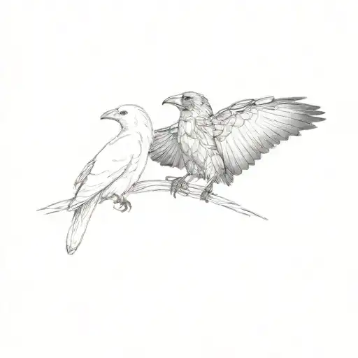 A Crow And A White Bird