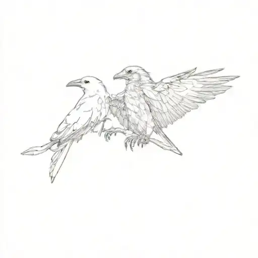 A Crow And A White Bird