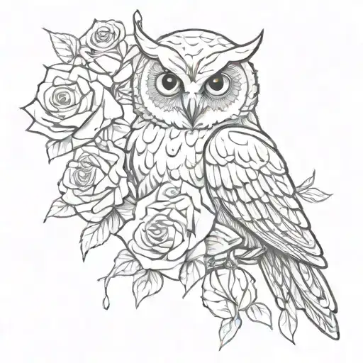 Owl With Roses And Guns