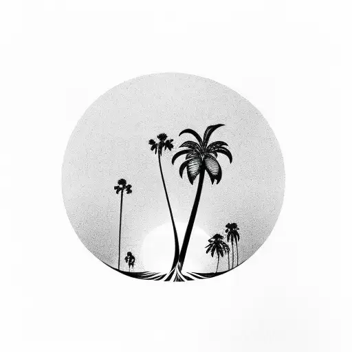 Palm Tree In The Background With Sunset