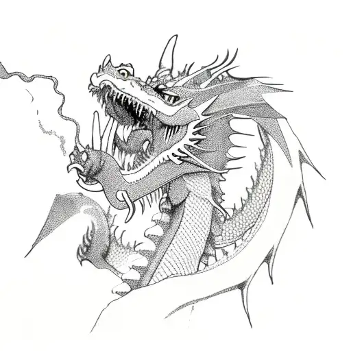 Dragon Breathing Fire Made Of Computer Code