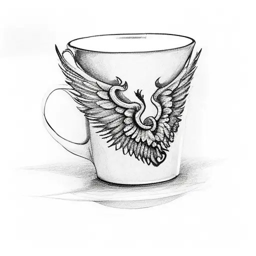 A Coffee Cup With Wings Symbolizing The Energy And Drive For Success