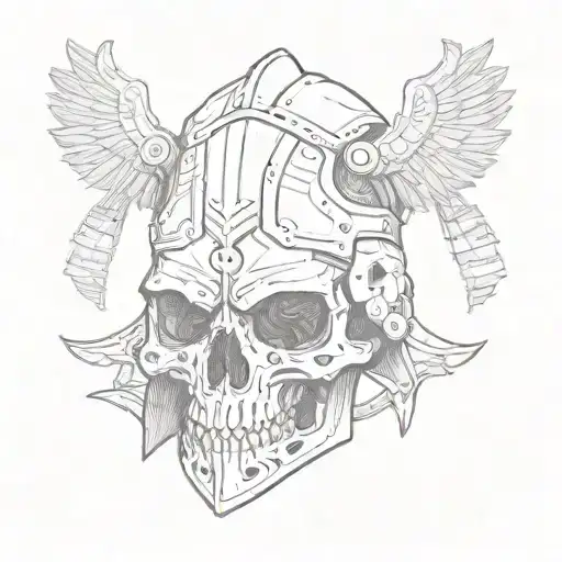 Combine Elements Of A Gladiator Helmet And A Skull To Symbolize Strength And Fearlessness