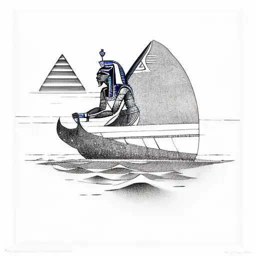An Ancient Egyptian Pharaoh Riding A Spaceship Through The Ocean