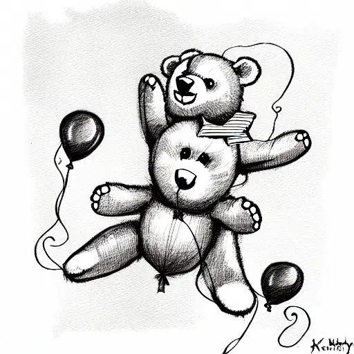 Teddy Bear Flying With A Balloon