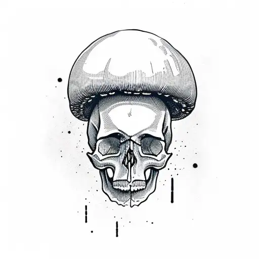 Skull With Mushrooms Nature