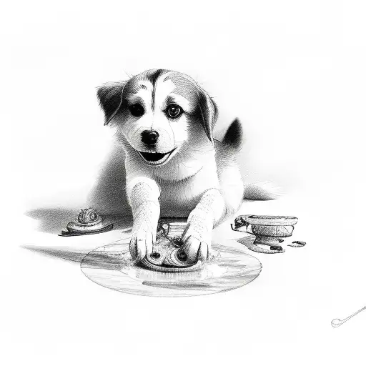 A Detailed Sketch Of My Daughter Playing With Our Pets