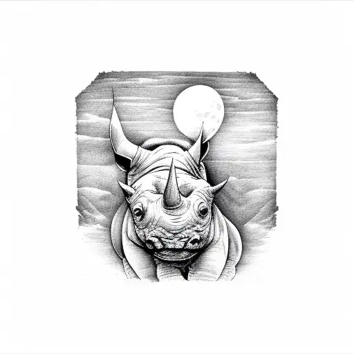 Rhino With Moon