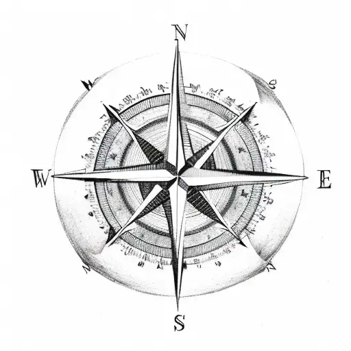 A Compass Rose Surrounded By Dog Paw Prints