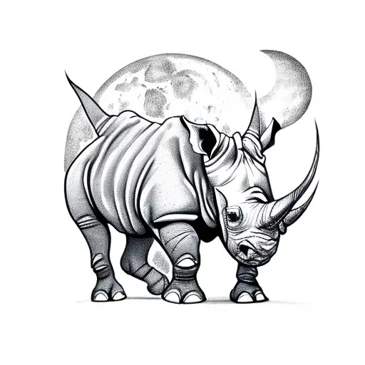 Rhino With Moon