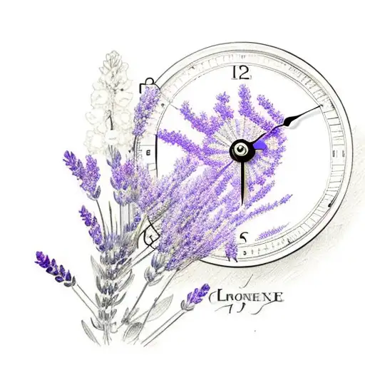 Blue Bell Flower Branch With Lavander And A Clock With The Numbers 19352006 And The Symbol Pi