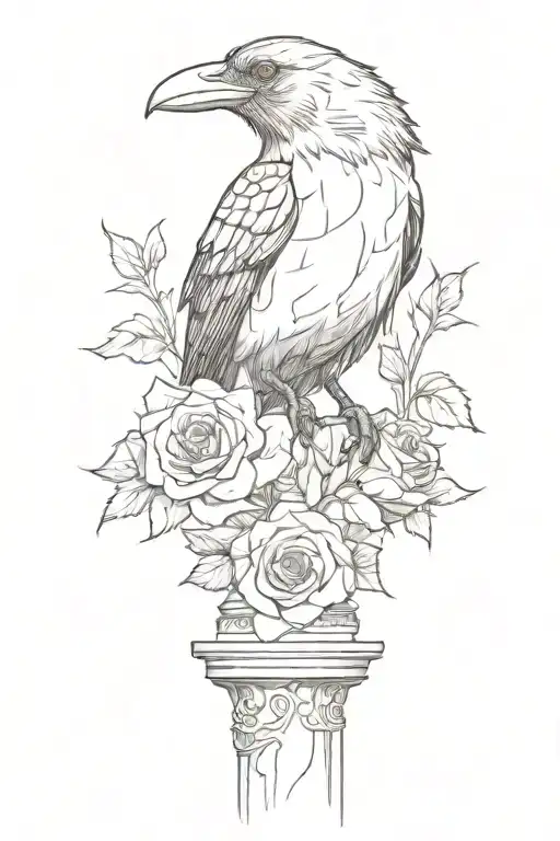 Black Rose Raven Perched On A Stack