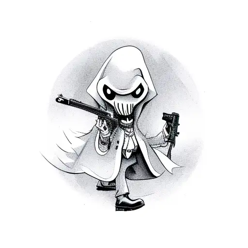 Cartoon Ghost With Gun