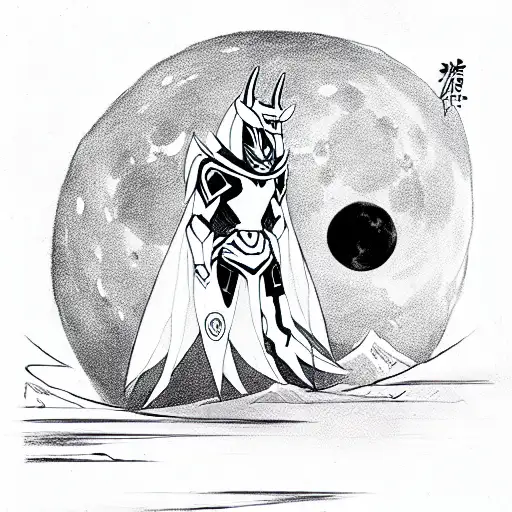 Zen Aku With The Dark Wild Zords Moon Behind Him