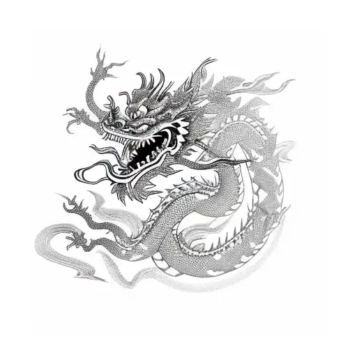 Combine Chinese Dragon With Roses