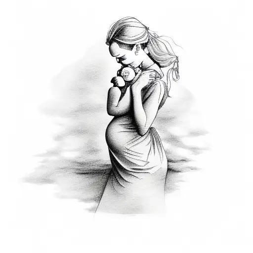 Silhouette Of A Mother Holding Her Baby With Love