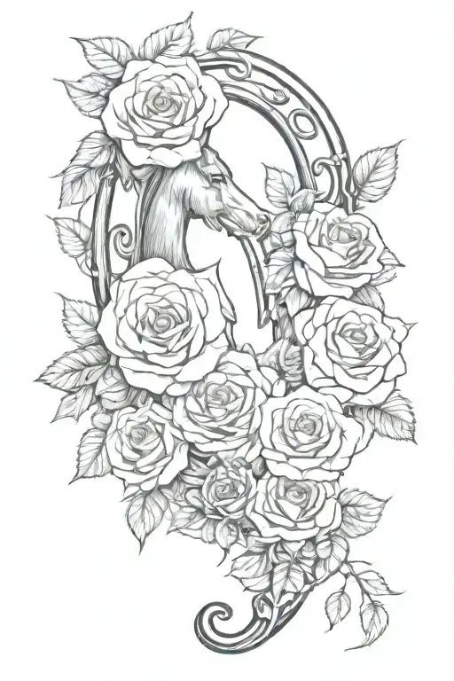 Horse Shoe And Roses