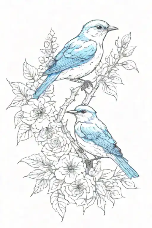 Bluebird And Birthday Flowers