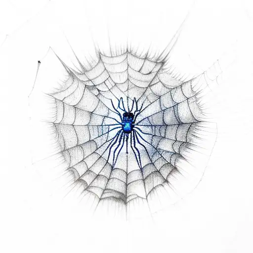 Blue Red Orange And Yellow Spider Web