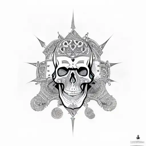 Slavic Style Skull With Intricate Geometric Patterns