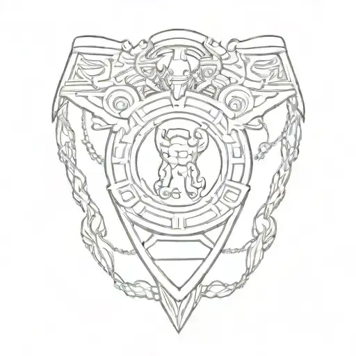 A Tattoo Of A Wrestling Championship Belt With Scorpio And Capricorn Elements