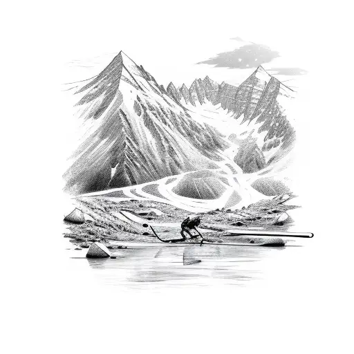 A Hockey Stick And Mountain Bike Crossed Over A River