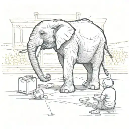 Illustrate An Elephant Watching A Movie On A Football Field