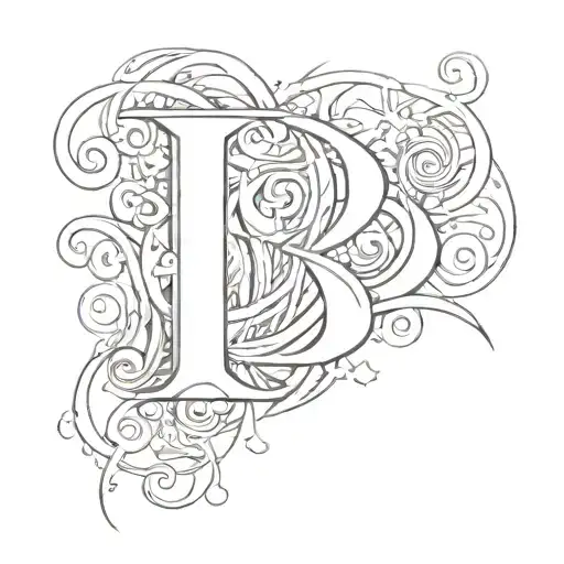 A Tattoo Design Incorporating The Letters L And B In A Creative And Abstract Way