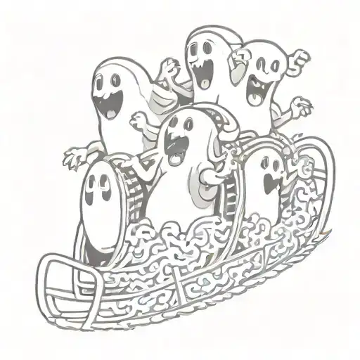 Cartoon Ghosts On Roller Coaster Ride