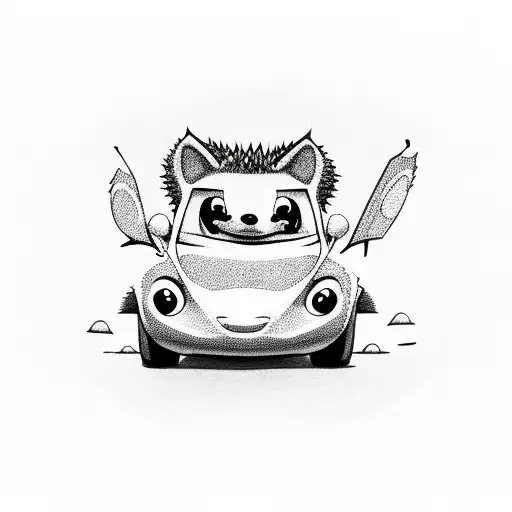Cartoon Hedgehog Driving Car