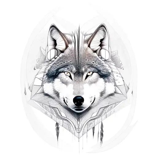 Face With Half Wolf Half Pocahontas