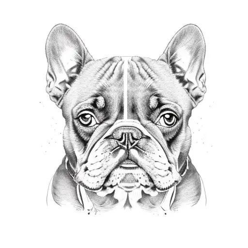Black French Bulldog With White Stripe On Nose Stitch