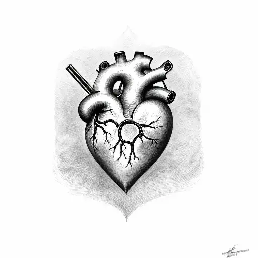 Heart With Veins Red And Blue With 2 Firefighter Axes