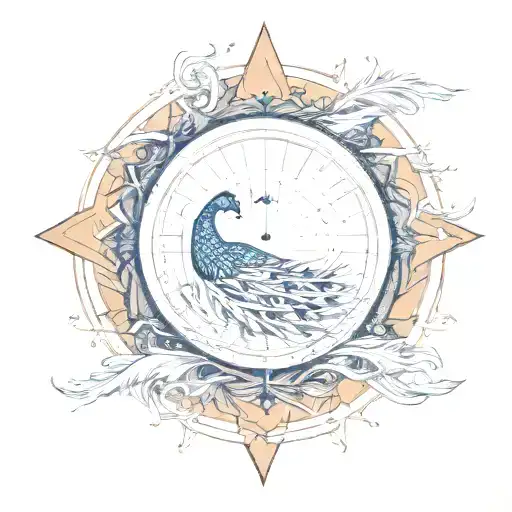 Peacock Feather Turning Into A Compass