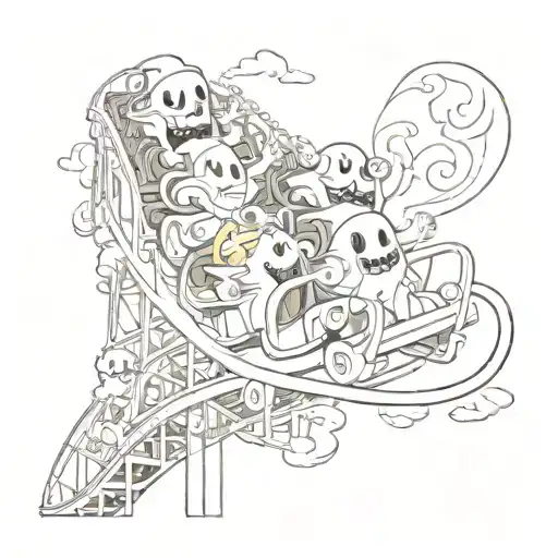 Cartoon Ghosts On Roller Coaster