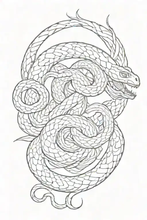 Double Headed Snake Head Back Tattoo Design