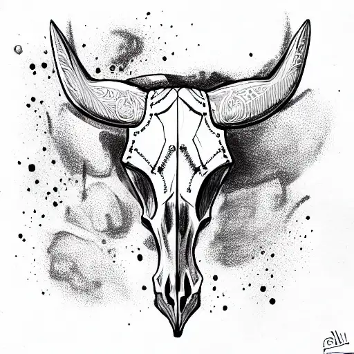 Bull Skull With Daisies