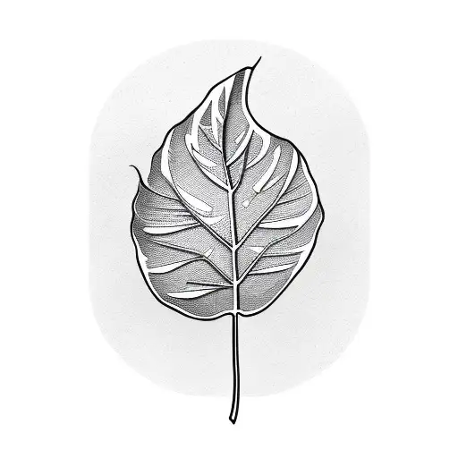 A Sketch-style Monstera Leaf Growing Out Of The Muzzle Of An Ak 47