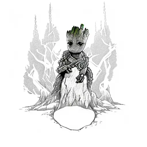 Baby Groot With Norse Tree